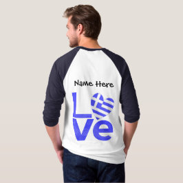 ギリシャ ブルー ラブ ハート フラグ オーダーメイド Tシャツ
