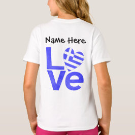 ギリシャ ブルー ラブ ハート フラッグ オーダーメイド Tシャツ