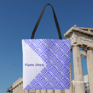 ギリシャ ヘラス 国旗 タイル 青 個人用 トートバッグ