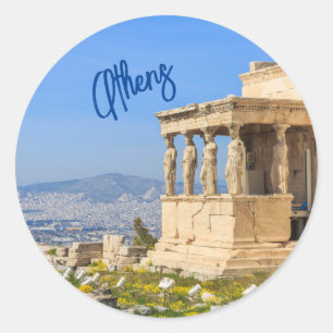 ギリシャ・ポストカード・アテネ・アクロポリス・ヒル ラウンドシール