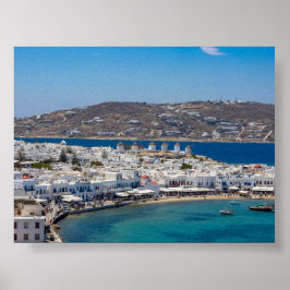 ギリシャ ミコノス島の風景 ポスター