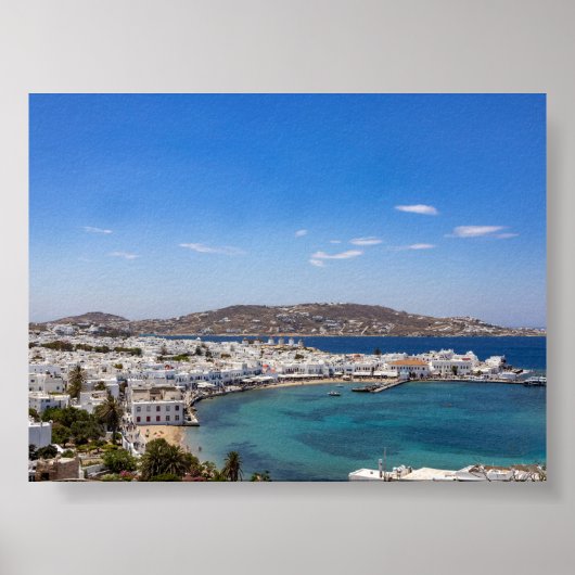 ギリシャ ミコノス島の風景 ポスター (正面)