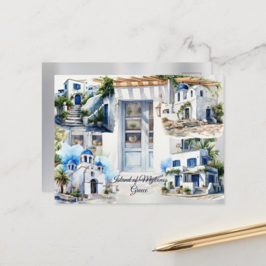 ギリシャ・ミコノス島 ポストカード (正面/裏面インサイチュ)