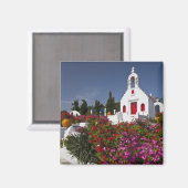 ギリシャ、ミコノス、かわいい小さなチャペル マグネット (正面/裏面)