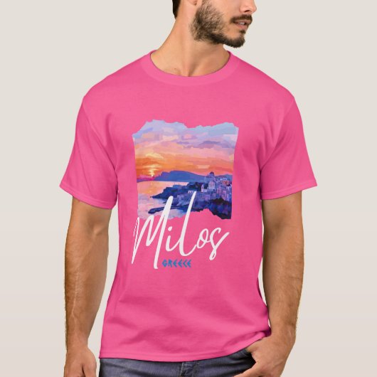 ギリシャ・ミロ絵を描スの土産ギリシャ・ミロス Tシャツ (正面)