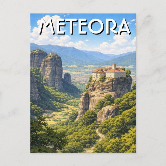ギリシャ メテオラ 旅行 風景 ヴィンテージ ポストカード (正面)