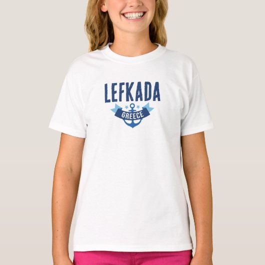 ギリシャ・レフカダ島のキッズ・ガールズTシャツ Tシャツ (正面)