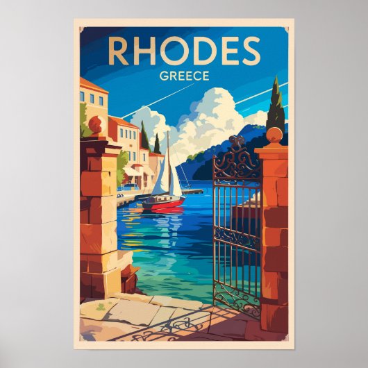 ギリシャ ロドス島 旅行 アート ヴィンテージ ポスター (正面)