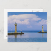 ギリシャ、ロードス、マンドラキ港の鹿の像 ポストカード (正面/裏面)