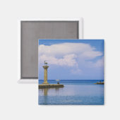 ギリシャ、ロードス、マンドラキ港の鹿の像 マグネット (正面/裏面)