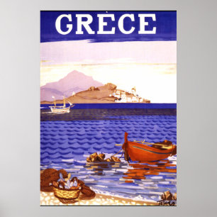 ギリシャ・ヴィンテージ旅行ポスター ポスター