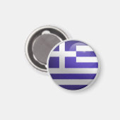 ギリシャ 光沢のある円形の旗 マグネット (正面/裏面)
