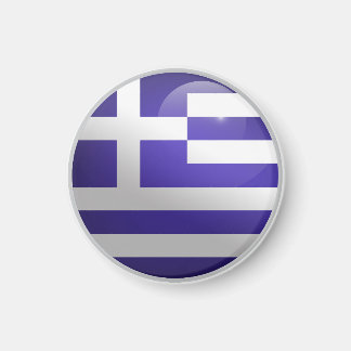 ギリシャ 光沢のある円形の旗 マグネット