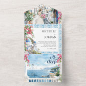 ギリシャ 図解入りの、写真付きの地中海の結婚| オールインワン招待状 (内側)