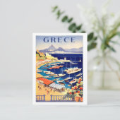 ギリシャ、小さな海の魚釣りボート ポストカード (スタンド正面)