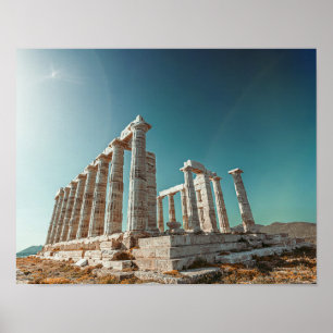 ギリシャ。層雲岬古代の寺院跡 ポスター