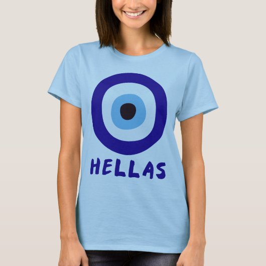 ギリシャ 悪霊から守るお守り 女性 青 Tシャツ (正面)