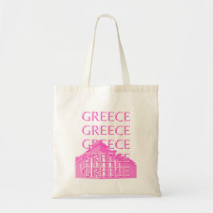 ギリシャ、旅行アート、パステルトラベルアート、ピンク トートバッグ