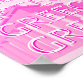 ギリシャ、旅行アート、パステルトラベルアート、ピンク ポスター (角)