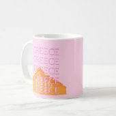 ギリシャ、旅行アート、ピンク コーヒーマグカップ (正面左)
