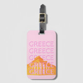 ギリシャ、旅行アート、ピンク ラゲッジタグ (正面縦)