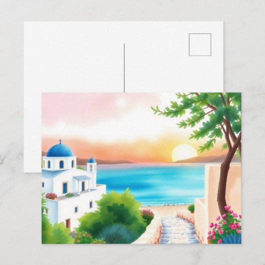 ギリシャ 旅行 アート ヴィンテージ ポストカード (正面/裏面)