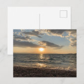 ギリシャ、日没、海の景色、はがき シーズンポストカード (正面/裏面)