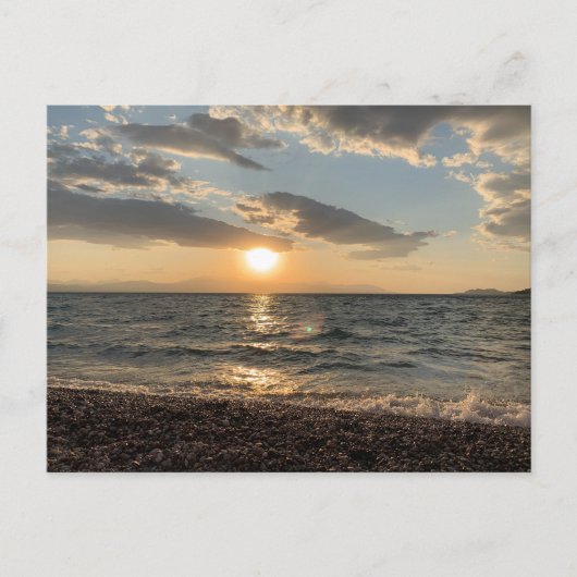 ギリシャ、日没、海の景色、はがき シーズンポストカード (正面)