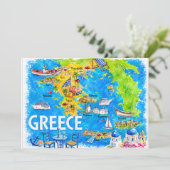 ギリシャ 水彩画 旅行地図 ポストカード (スタンド正面)