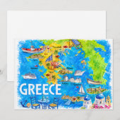 ギリシャ 水彩画 旅行地図 ポストカード (正面/裏面)