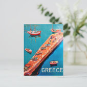 ギリシャ、海岸の魚釣りボート ポストカード (スタンド正面)