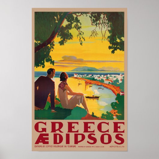 ギリシャAidipsos Vintage Poster 1940s ポスター (正面)
