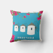 ギリシャBougainvilleaギリシャ島ウィンドミルズ名 クッション (裏面)