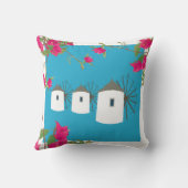 ギリシャBougainvilleaギリシャ島ウィンドミルズ クッション (裏面)