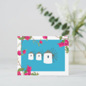 ギリシャBougainvilleaギリシャ島ウィンドミルズ シーズンポストカード (スタンド正面)