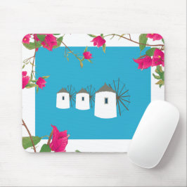 ギリシャBougainvilleaギリシャ島ウィンドミルズ マウスパッド