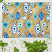 ギリシャMati Mataki – マチアスマ悪い目のパターン キッチンタオル (折り畳み)