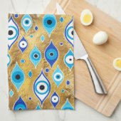 ギリシャMati Mataki – マチアスマ悪い目のパターン キッチンタオル (四つ折り)