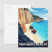 ギリシャNavagioビーチ旅行 ポストカード (正面/裏面)