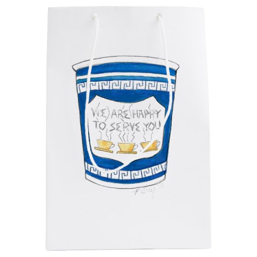 ギリシャNYCダイナーコーヒーカップ抱き枕 ミディアムペーパーバッグ (正面)