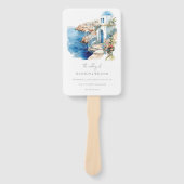 ギリシャSantoriniウォーター結婚カラーカスタムズ ハンドファン (正面)