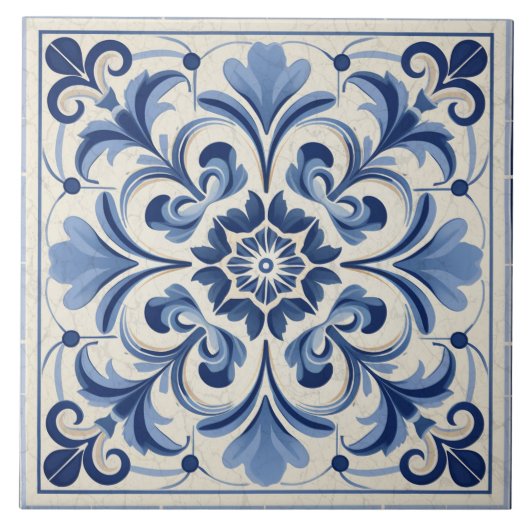ギリシ伝統的ア伝統的ブルーアート4 タイル (正面)