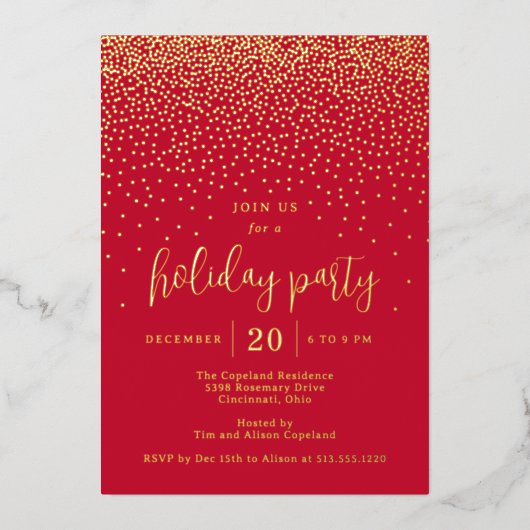 ギリスニングドットフォイルホリデーパーティー招待状 箔シーズンカード (正面)