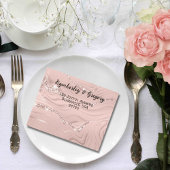 ギリッエレガントズ輝くシルバー赤面ピンクQRコード オールインワン招待状