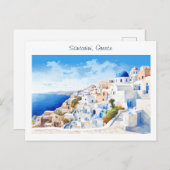 ギリ色彩の鮮やかシャのサントリーニ ポストカード (正面/裏面)