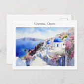 ギリ色彩の鮮やかシャのサントリーニ ポストカード (正面/裏面)