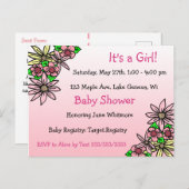 ギルのピンク色のフローラお洒落シャワー ポストカード (正面/裏面)