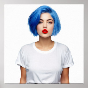 ギルダンティーを着た青いヘアモデル ポスター