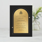 ギルディドニカ結婚式招待状シックイスラム金ゴールド 招待状 (スタンド正面)