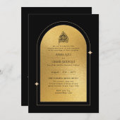 ギルディドニカ結婚式招待状シックイスラム金ゴールド 招待状 (正面/裏面)